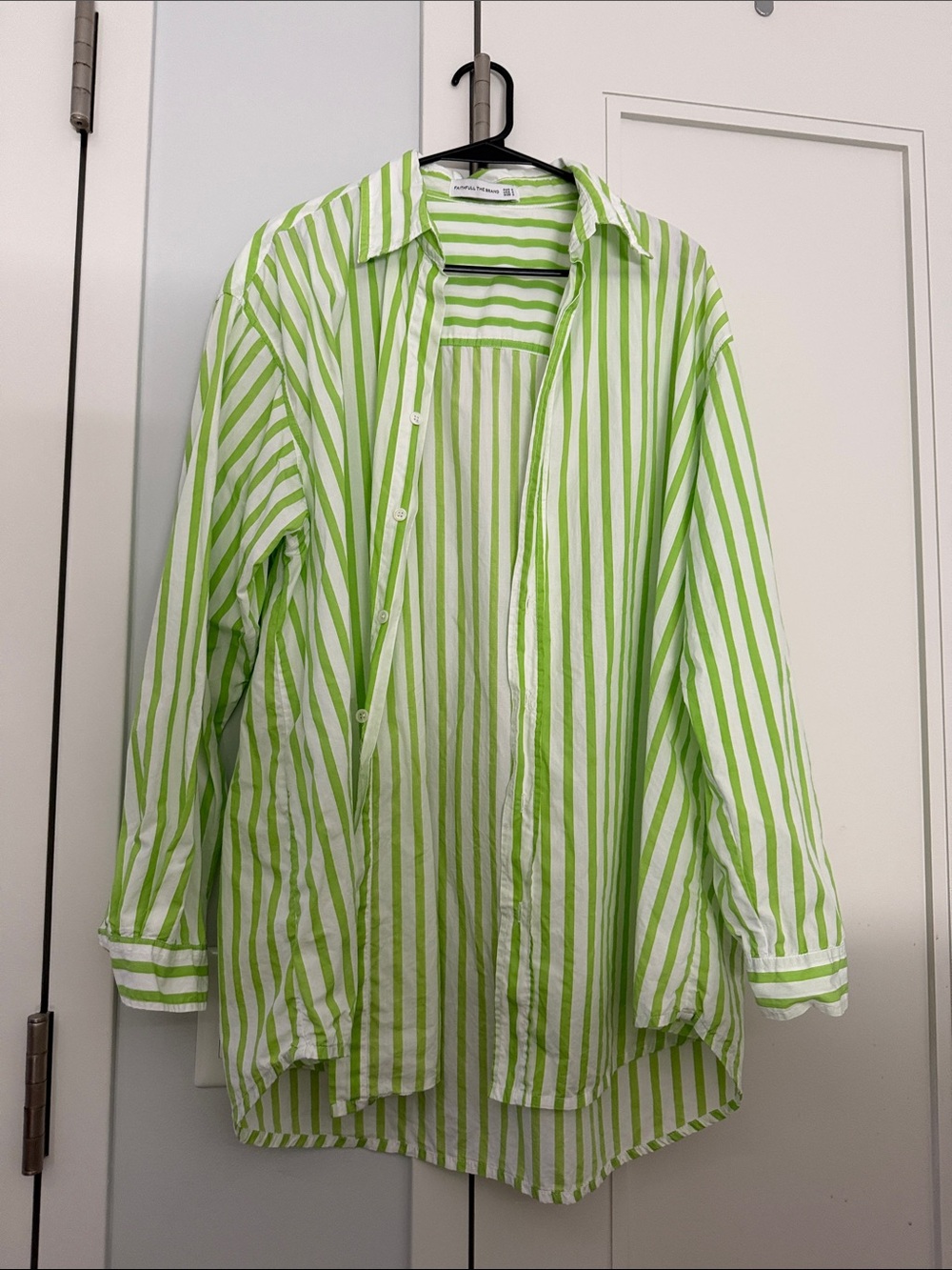 Faithfull The Brand Lime and White Striped Shirt